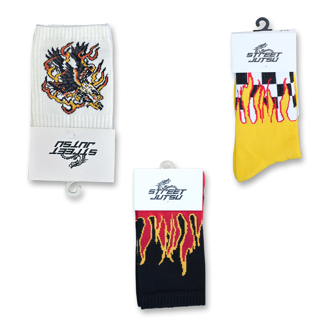 Baaj - checks flame - Red flames socks