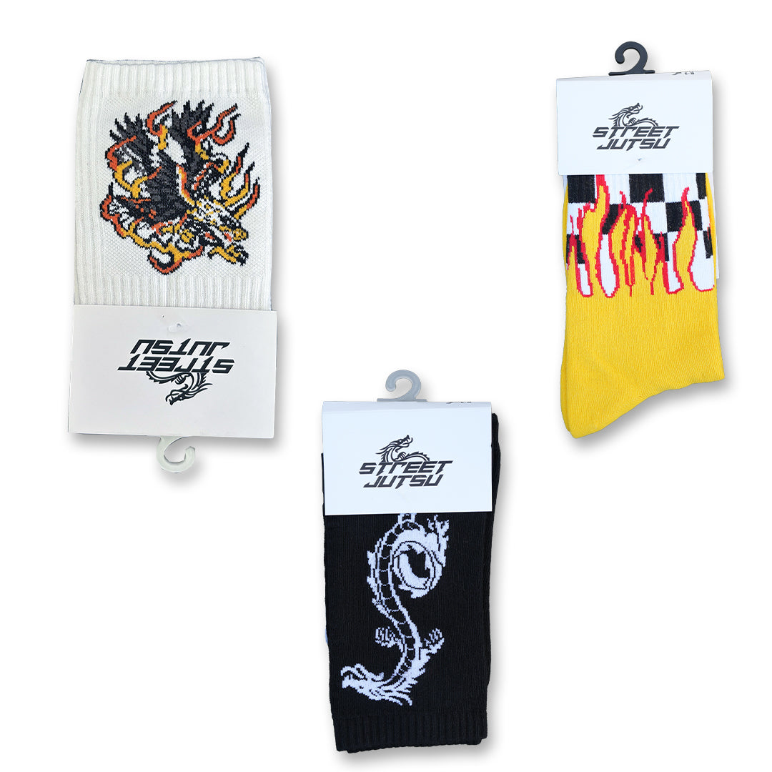 Baaj - checks flame - OG dragon socks