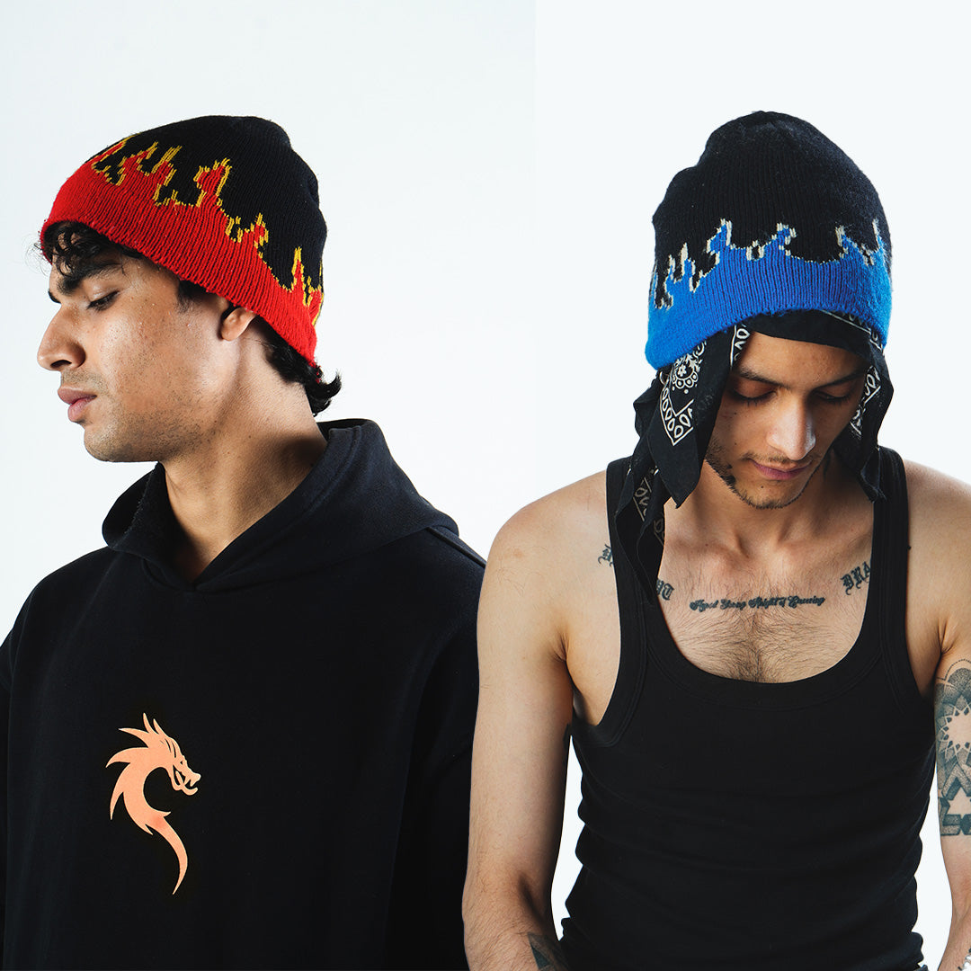 Red fire - Blue fire beanie