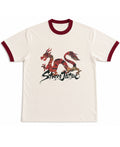 Off White & Maroon Ringer tee Front Design