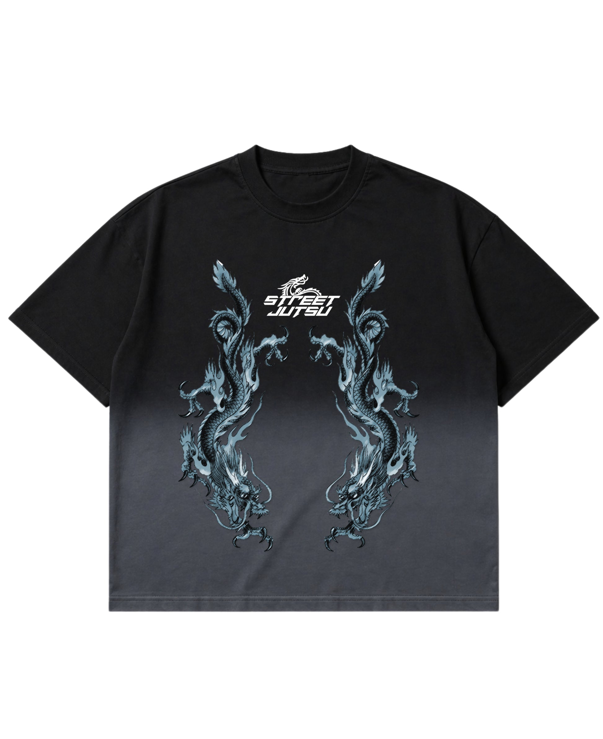 Black Ombré Wash Boxy Fit T-shirt Front Design