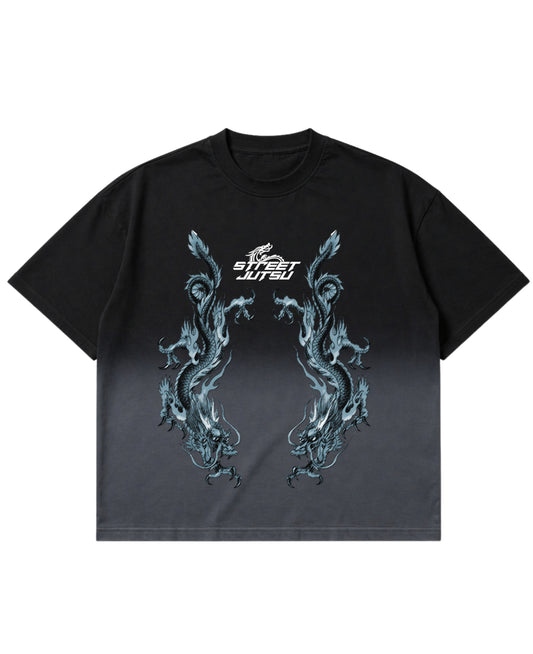 Black Ombré Wash Boxy Fit T-shirt Front Design