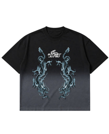 Black Ombré Wash Boxy Fit T-shirt Front Design
