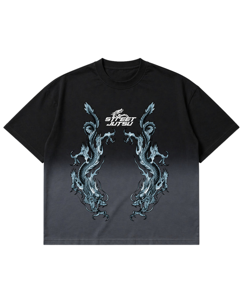 Black Ombré Wash Boxy Fit T-shirt Front Design
