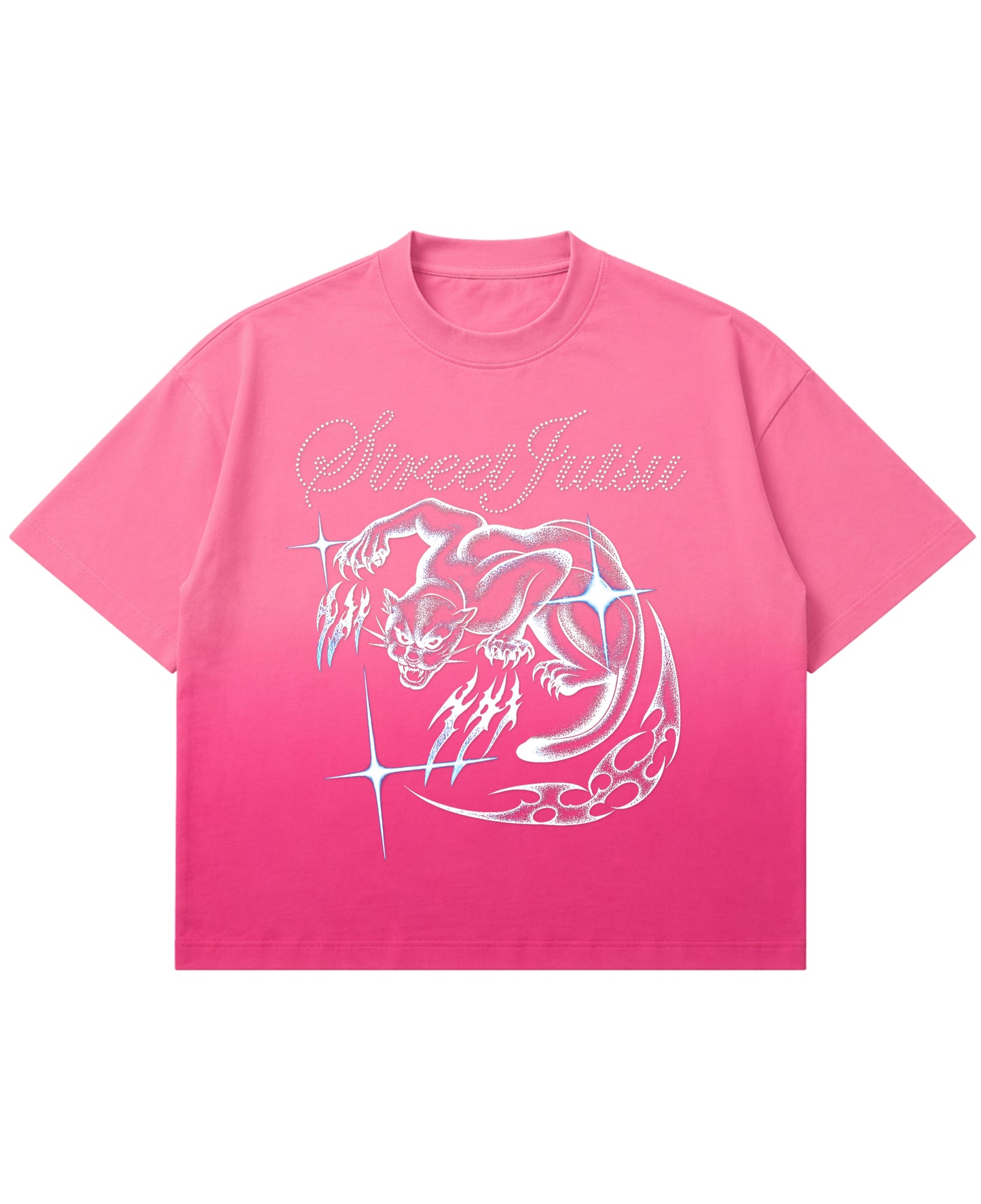 Pink Sunfade Ombré Wash Boxy Fit T-shirt Front Design