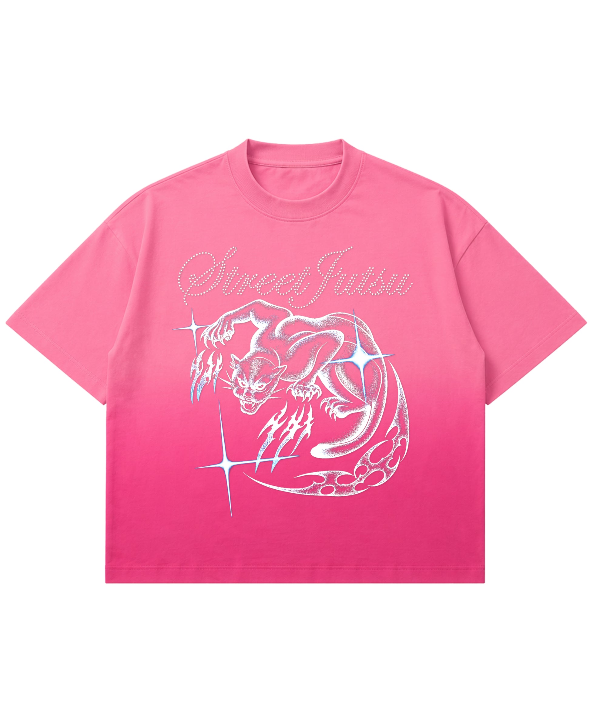 Pink Sunfade Ombré Wash Boxy Fit T-shirt Front Design